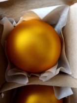 Gele kerstballen - Mat - 8 cm - Handgeblazen glas - 6 stuks