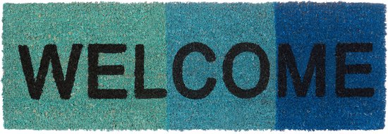 deurmat smal WELCOME - 1,5 x 75 x 25 cm - kokos - pvc - rechthoekig - antislip - blauw