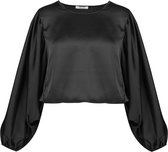 Satijnen Blouse met Vleermuismouwen - Zwart