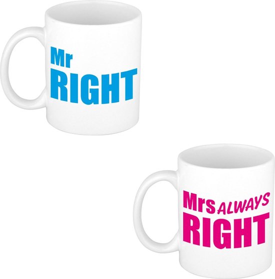 Verres à Vin Mr Right & Mrs Always Right Pour Couples - Cadeau Mariage Original