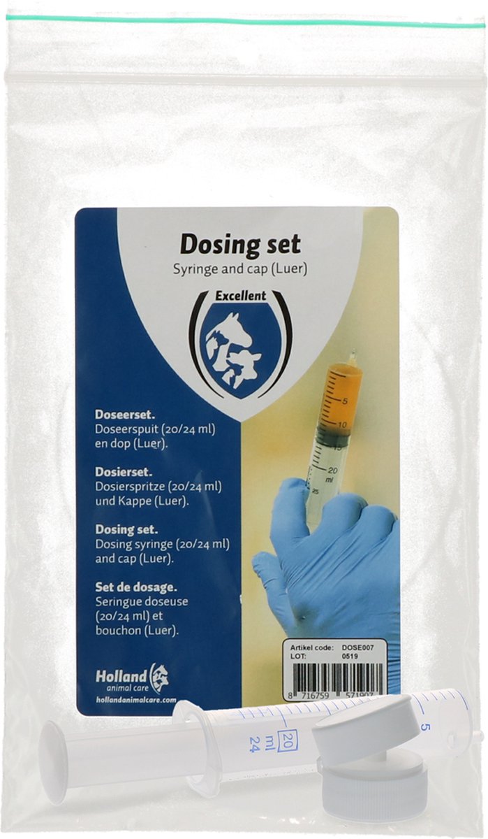 Goedkoopste Excellent Doseerset - dop & spuit - Doseerspuit - Infuus - Dop met Luerlock - Transparant - 20/24 ML