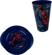 Spider Man - Bord / Mok - Serviesset - Kinderservies - Kunststof - Blauw - 2 Delig