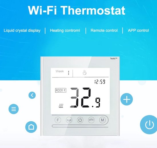 TechU™ Slimme Thermostaat Optimum – Alleen voor CV-ketel – Wit – App & Wifi – Google Assistant & Amazon Alexa