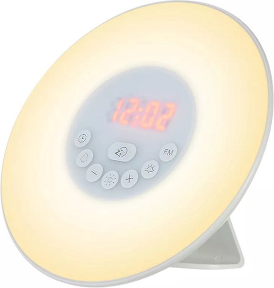 DistinQ Wake-Up Light – Wekkerradio met dubbele wektijd – Slaaphulp met USB aansluiting - Houtkleurig