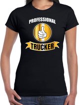 Professional trucker / professionele vrachtwagenchauffeur - t-shirt zwart dames - Cadeau verjaardag shirt - kado voor vrachtwagenchauffeurs 2XL