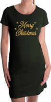 Fout kerst jurkje Merry Christmas zwart - gouden glitter letters - dames - Kerst kleding / outfit / dress M