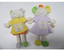 Vaco - Knuffel 2 pack - Geel / lila - beer /muis