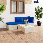 Decoways - 4-delige Loungeset met kussens pallet vurenhout