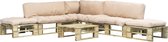 Decoways - 6-delige Loungeset pallet met zandkleurige kussens hout