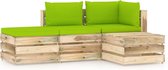 Decoways - 4-delige Loungeset met kussens groen geïmpregneerd hout