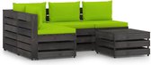 Decoways - 5-delige Loungeset met kussens grijs geïmpregneerd hout