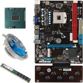 QS8-BTC 8 GPU Grafische Kaart Moederbord met CPU en CPU Koeler en 4G DDR3 Memory Computer Board Ethereum ETH Mining met 1 jaar garantie
