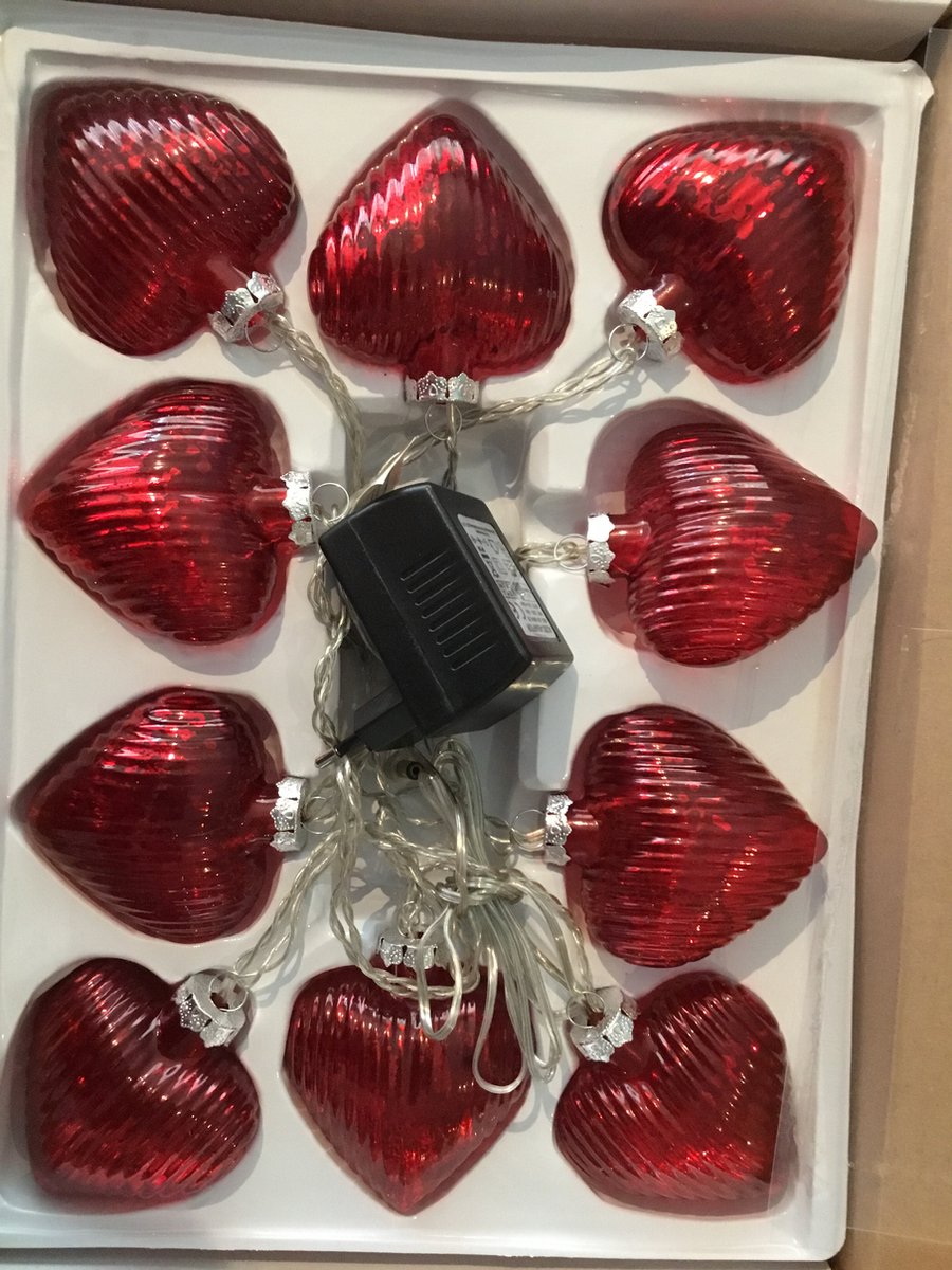 Kerstverlichting 10 stuks Rood glas - aanbieding uitverkoop - tweede set gratis