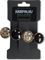 Hairpin.nu Color Hairclip XL glas cabochon zwart print haarspeld 019