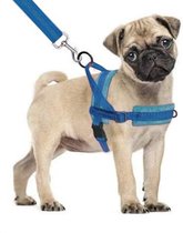 Hondentuigje - voor hele kleine hondjes - blauw - maat XXS - no pull - reflecterend - super zacht fleece