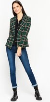 LOLALIZA Geblokte tweed blazer met knopen - Donker Groen - Maat 36