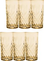 Clayre & Eef Waterglas set van 6 Ø 7*15 cm / 280 ml Bruin Glas Drinkbeker Drinkglas Longdrinkglas