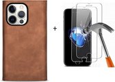 GSMNed – Hoogwaardig Hoesje iPhone 12 Mini Bruin – Luxe Leren Pu Hoesje – 7 pasjes houder – Design – Met magnetische portemonnee – Met Screenprotector