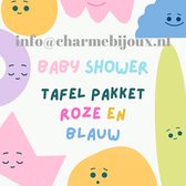 70-Delig-Babyshower - Tafel versiering-Pakket-Jongen en meisje- Roze en Blauw- Charme Bijoux