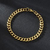 Cuban Link Heren Armband - Dikke Schakel - 7mm - Goud kleurig - Schakelarmband - Armbanden - Cadeau voor Man - Mannen Cadeautjes