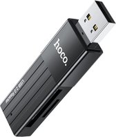 SD Kaartlezer USB voor Micro SD kaart - SD kaart - Geschikt voor Telefoon, PC en Tablet met USB aansluiting - Zwart