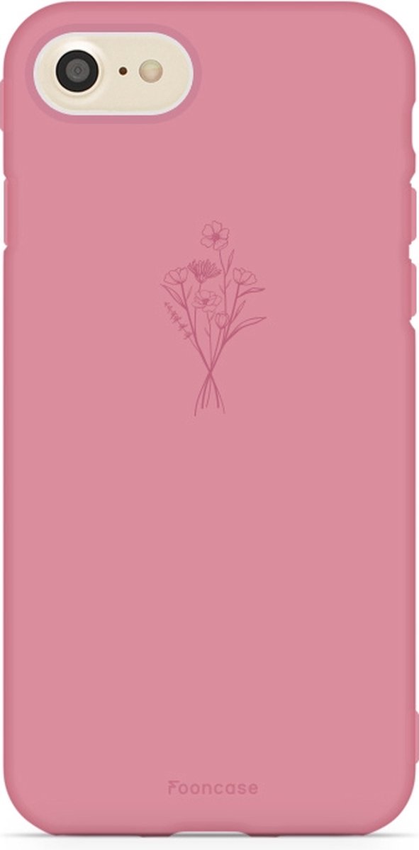 iPhone 8 hoesje TPU Soft Case - Back Cover - Terracotta / veldbloemen