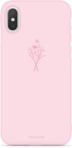 Coque iPhone X FOONCASE Coque souple en TPU - Coque arrière - Coque de téléphone rose avec fleurs sauvages - PastelBloom