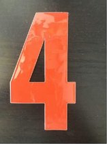 Reflecterend Cijfersticker: 4 ORANJE 16,5cm  - Brievenbussticker, Plaknummer, Huisnummersticker, Kliko sticker, Containersticker