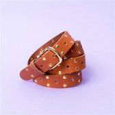 BELT LEATHER LONG COGNAC GOLD STUDS