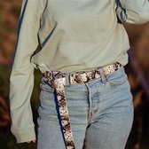 BELT LEATHER LONG SNAKE WHITE GOLD STUDS