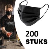 Mondkapjes Ping Bo 200 Stuks 3 Laags - Niet Medische Wegwerp Face Mask Zwart