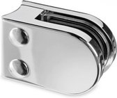 Glasklem ovaal buis zamak verchroomd | 2 stuks |d=42,4 mm | 45x63 mm | Dikte glas= 8 mm | Monoglas | met safetypins