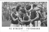 Walljar - FC Utrecht - Feyenoord '82 - Zwart wit poster met lijst