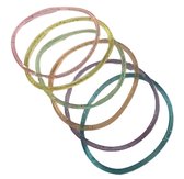 Armbanden set - Gekleurd met glitters - Flexibel plastic - Roze, groen, geel, paars, blauw, oranje - Damesdingetjes
