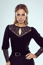 Eldar Olga stijvolle damesblouse met kant op de hals - zwart XL