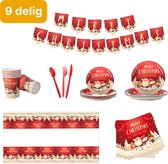 The Life Style Goods - 9 delig Kerst Serviesset voor 16 personen - Kerst Tafeldecoratie - Kerst Tafelkleed - Kerst Servetten -  Kerst Servies - Kerst Tafellaken - Kerst Borden - Ke