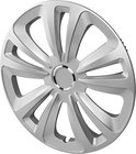 Zilvergrijze wieldop met 12 open spaken en een metalen ring, 13 inch.
