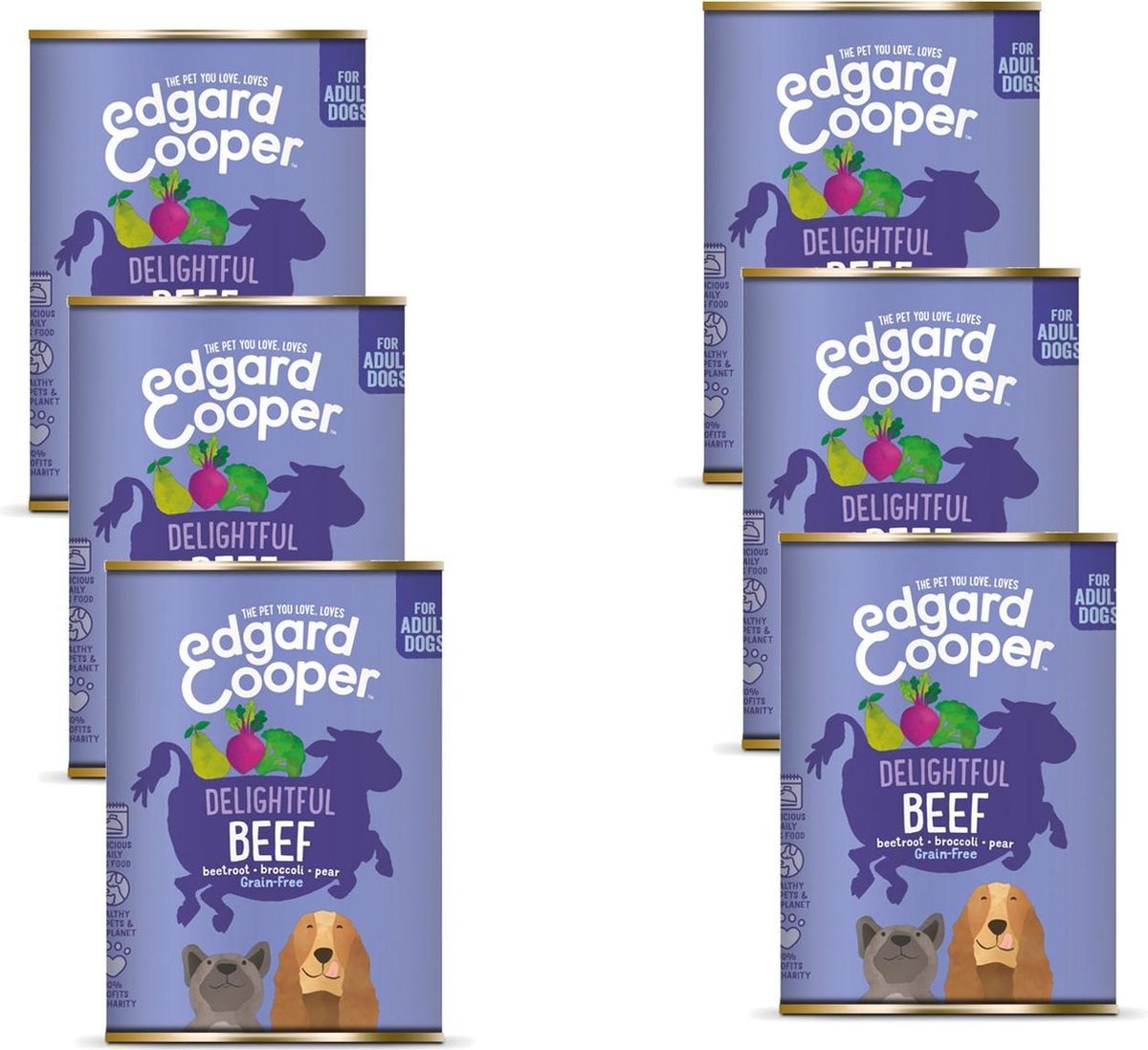 6x Edgard & Cooper Blik Vers Vlees Hondenvoer Rund 400 gr