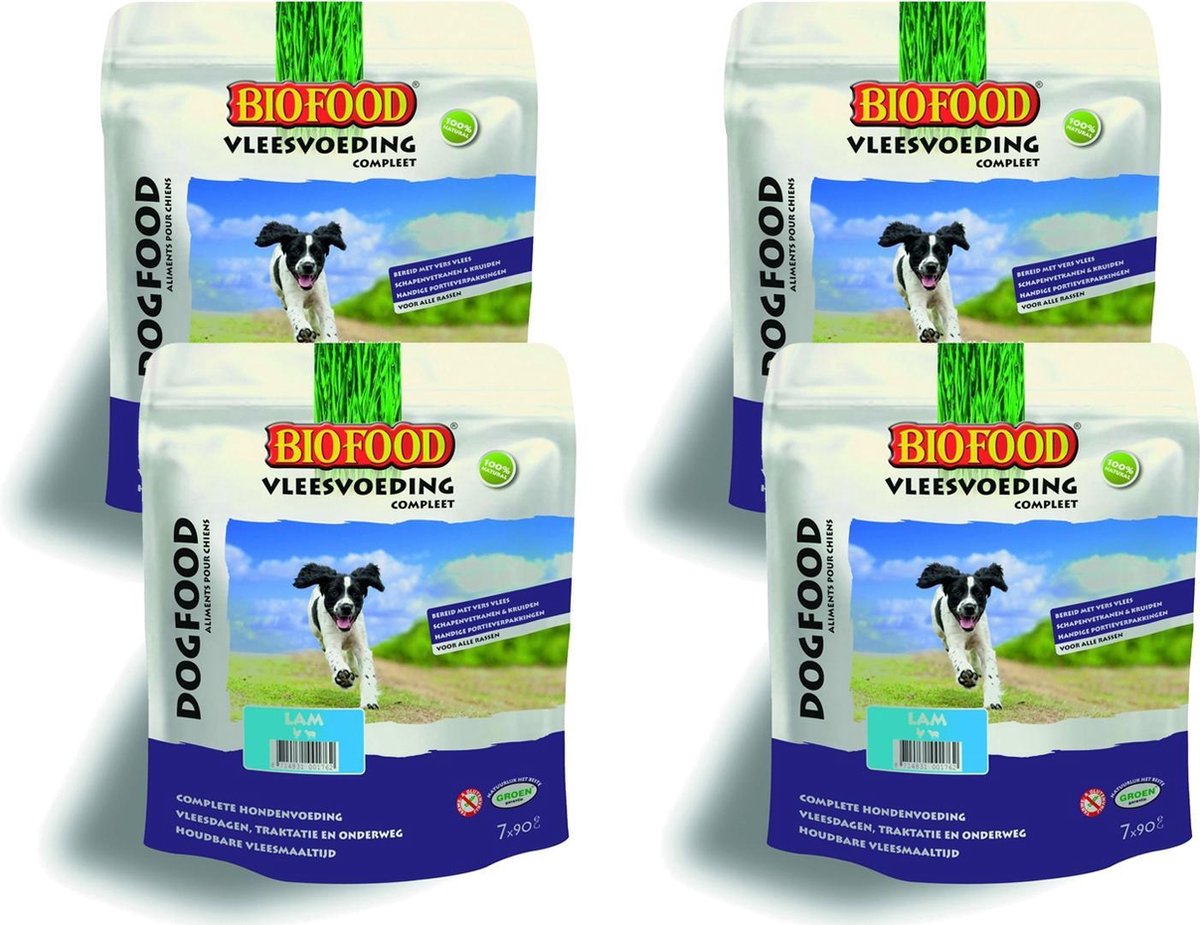 Biofood Bf Vleesvoeding Compleet - Hondenvoer - 4 x Kip Lam 800 g