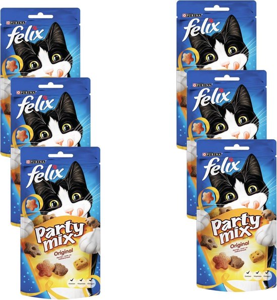 Felix Party Mix Original Kattensnack 6 x Vlees 60 g