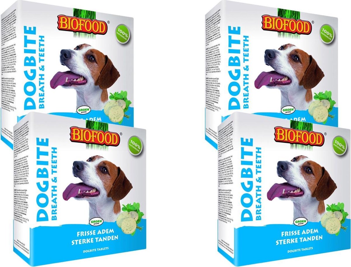 Biofood Snoepje Dogbite Tandverzorging - Hondensnacks - 4 x Naturel 55 stuks