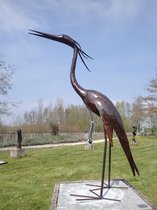Reiger, vogel in metaal, 90-95 cm, recyclage materialen, fair trade uit Zimbabwe