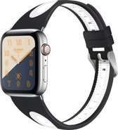 Geschikt voor Apple Watch bandje 42 / 44 / 45 mm - Series 1 2 3 4 5 6 7 SE - Smartwatch iWatch horloge band - 42mm 44mm 45mm - Fungus - Siliconen - Zwart wit