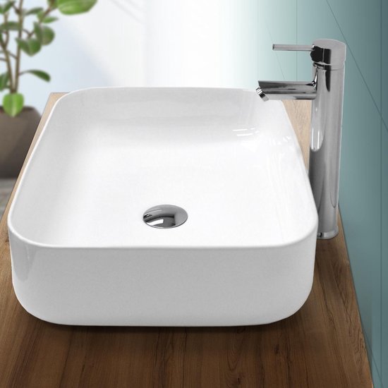 Lavabo 505x395x135 mm en céramique blanche avec garniture d'écoulement sans trop-plein