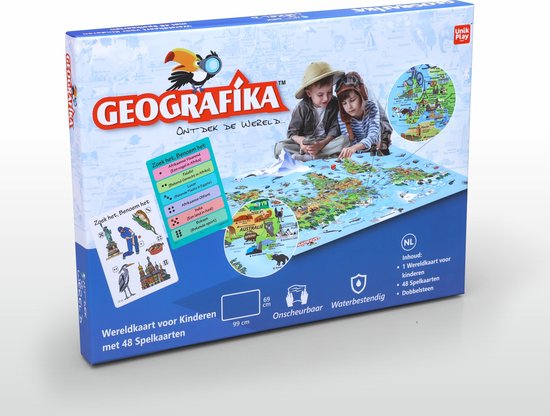 Thumbnail van een extra afbeelding van het spel Ontdek de Wereld spel + Wereldkaart voor kinderen Unik Play / Geografika