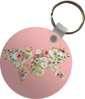 Porte-clés - Wereldkaart - Fleurs - Pastel - Plastique - Rond - Cadeaux à distribuer