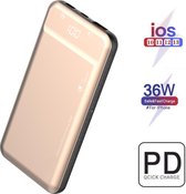 Powerbank 10000 mah Powerbank Goud - Compact - (Dual 18W USB/Micro-USB/USB-C) - Mini Snellader Universeel Geschikt voor Samsung S21 / S20 plus / iPhone 13 / 12 / 11 of iPad