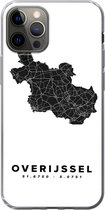Geschikt voor iPhone 12 Pro hoesje - Overijssel - Wegenkaart - Zwart - Wit - Siliconen Telefoonhoesje
