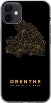 Geschikt voor iPhone 12 mini hoesje - Drenthe - Kaart - Goud - Zwart - Siliconen Telefoonhoesje