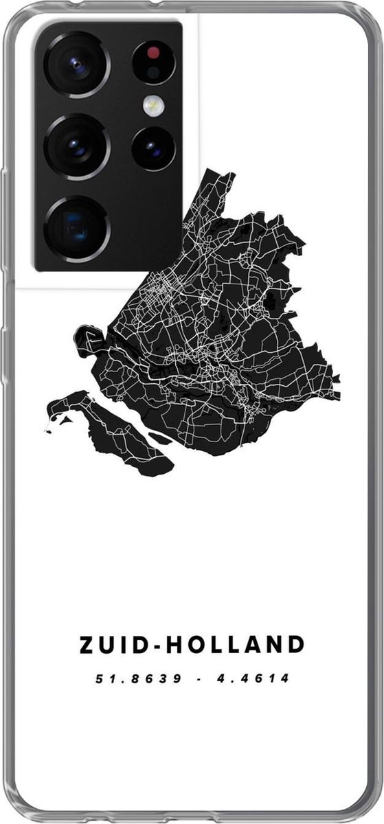 Telefoonhoesje Geschikt voor Samsung Galaxy S21 Ultra hoesje - Zuid-Holland - Nederland - Kaart - Siliconen Telefoonhoesje Telefoonhoesje